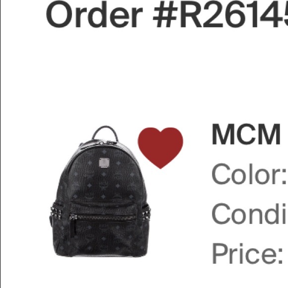 MCM BLACK STARK LOGO LEATHER BACKPACK WITH TAGS N AUTHENTICITY STUD DETAILS - Picture 3 of 3